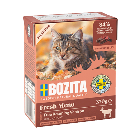 Bozita kassikonserv Sterilised Free Roaming Venison in Jelly 12x370g