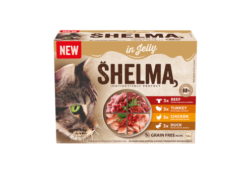 Shelma kassieined lihaga zelees 12x85g veis,kana,part,kalkun