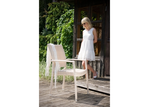 Tool WICKER-3 käetugedega beež, aiamööbel, plastikpunutisega aiamööbel