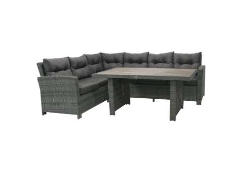 Aiamööbli komplekt PAVIA patjadega tumehall, plastikpunutisega aiamööbel