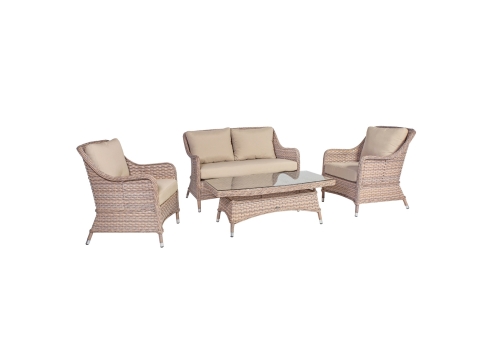 Aiamööbli komplekt EDEN laud, diivan ja 2 tugitooli, terassimööbel