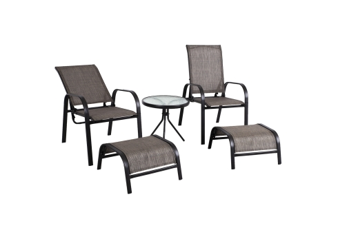 Aiamööblikomplekt DAKOTA laud, 2 tooli ja 2 jalapinki, aiamööbel