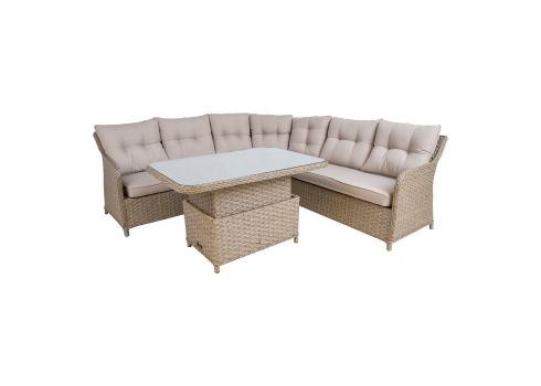 Aiamööblikomplekt PACIFIC laud, nurgadiivan