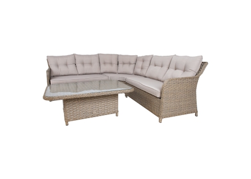 Aiamööblikomplekt PACIFIC laud, nurgadiivan