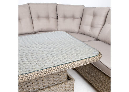 Aiamööblikomplekt PACIFIC laud, nurgadiivan