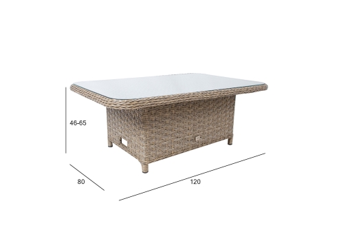 Laud PACIFIC 120x80xH46-65cm, hallikasbeež