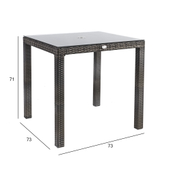 Laud WICKER 73x73xH71cm tumepruun, aiamööbel