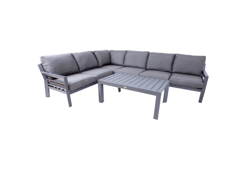 Aiamööblikomplekt TOMSON laud ja nurgadiivan, tumehall