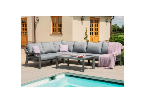 Aiamööblikomplekt TOMSON laud ja nurgadiivan, tumehall