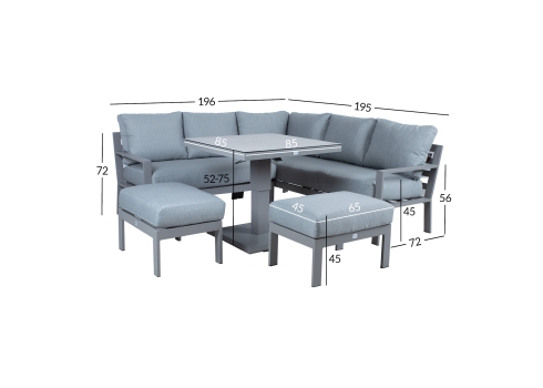 Aiamööblikomplekt RIO 4-osaline, hallikasbeež