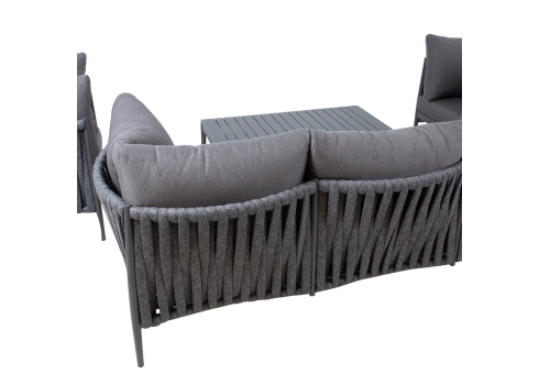 Aiamööblikomplekt BREMEN laud, diivan, 2 tooli, hall