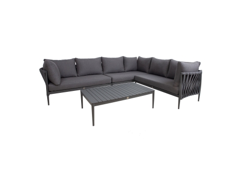 Aiamööblikomplekt BREMEN laud, nurgadiivan, hall