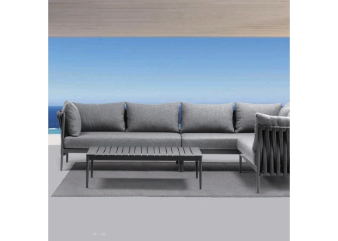 Aiamööblikomplekt BREMEN laud, nurgadiivan, hall