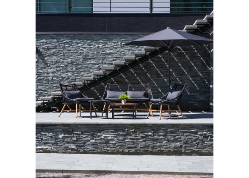 Aiamööblikomplekt HELSINKI diivan, 2 tooli ja 2 lauda, must