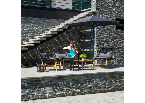 Aiamööblikomplekt HELSINKI diivan, 2 tooli ja 2 lauda, must