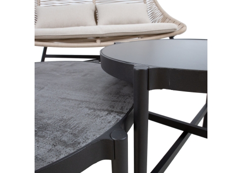 Aiamööblikomplekt HELSINKI diivan, 2 tooli ja 2 lauda, beež