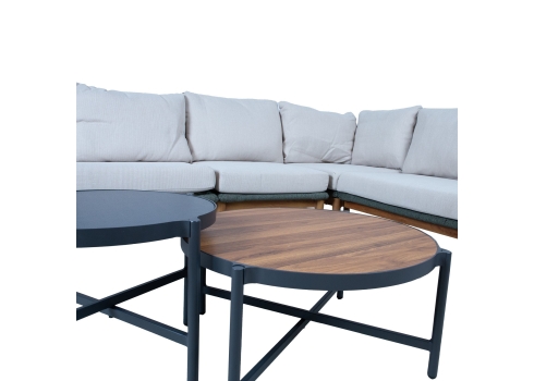 Aiamööblikomplekt TUXEDO nurgadiivan ja 2 lauda