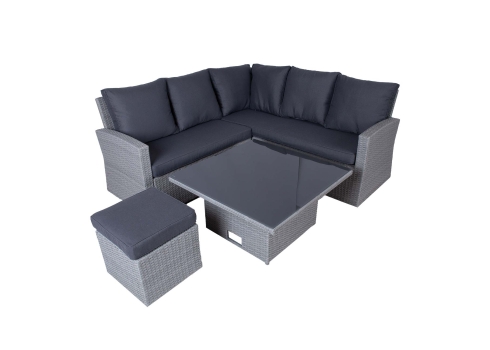 Aiamööblikomplekt SAMUEL laud, nurgadiivan ja tumba