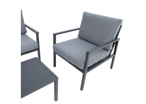 Aiamööblikomplekt ADRIO laud, diivan, 2 tooli, hall