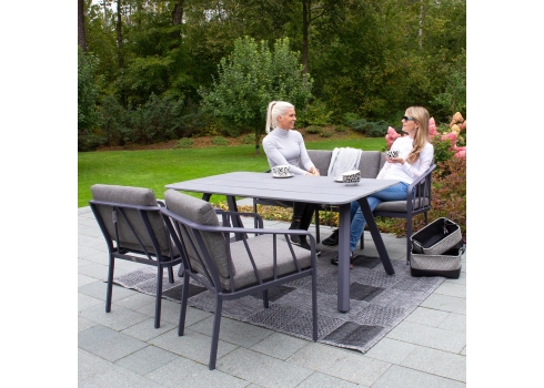 Aiamööblikomplekt KAHLA laud, diivan, 2 tooli, hall