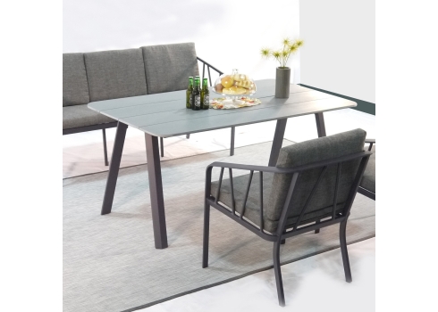 Aiamööblikomplekt KAHLA laud, diivan, 2 tooli, hall