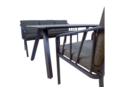 Aiamööblikomplekt KAHLA laud, diivan, 2 tooli, hall