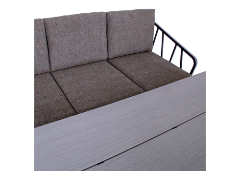 Aiamööblikomplekt KAHLA laud, diivan, 2 tooli, hall