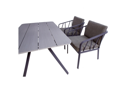 Aiamööblikomplekt KAHLA laud, diivan, 2 tooli, hall