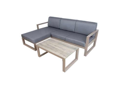 Aiamööblikomplekt POSTA nurgadiivan ja laud, beež