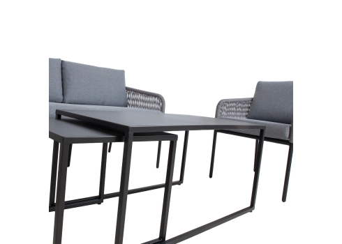 Aiamööblikomplekt LEVINE 2 lauda, diivan ja 2 tugitooli, hall