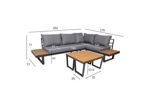 Aiamööblikomplekt MALTA mooduldiivan, 2 lauda