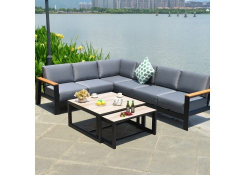 Aiamööblikomplekt FELINO nurgadiivan ja 2 lauda