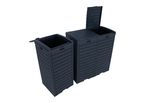 Prügikast GALA 78x41xH86cm-230L, must plastik