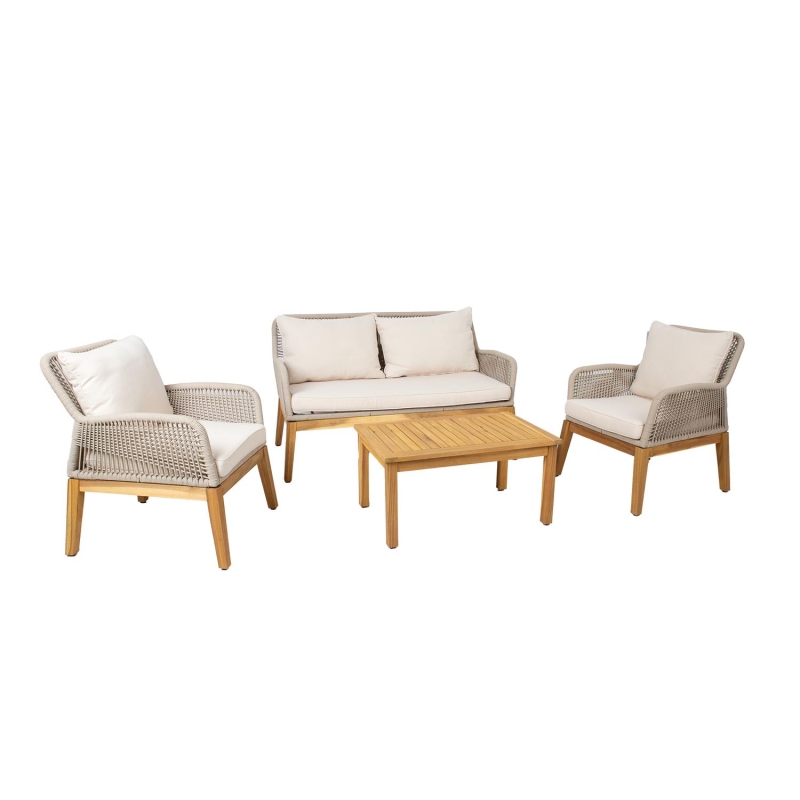 Aiamööblikomplekt FLORIDA laud, diivan ja 2 tugitooli, beež