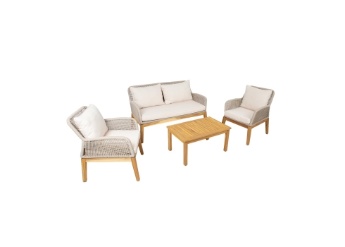 Aiamööblikomplekt FLORIDA laud, diivan ja 2 tugitooli, beež