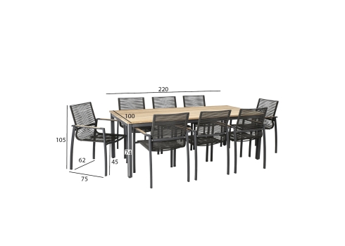 Söögilauakomplekt MONTANA 8-tooliga