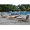 Aiamööblikomplekt MALDIVE laud, diivan, 2 tugitooli ja tumba, tiikpuu