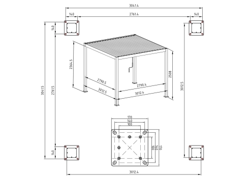 Varikatus MIRADOR-111 3x3m kardinatega, tumehall