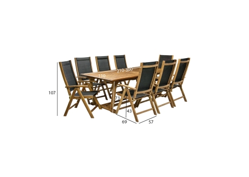 Aiamööblikomplekt FUTURE laud ja 8 tooli