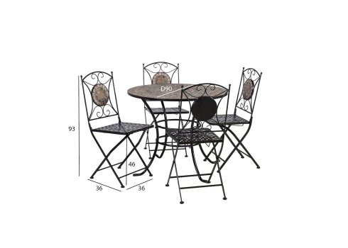 Aiamööblikomplekt MOSAIC laud ja 4 tooli