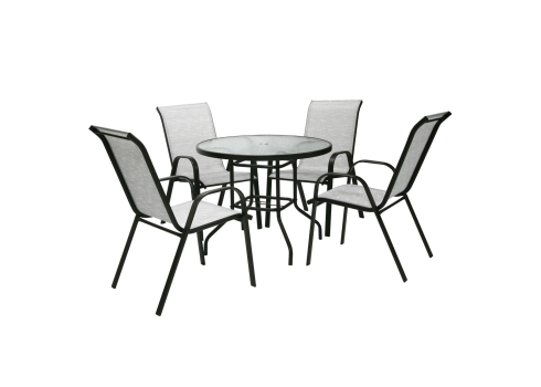 Aiamööblikomplekt DUBLIN laud ja 4 tooli, hõbehall