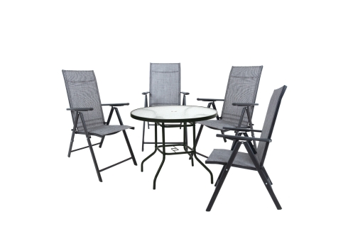 Aiamööblikomplekt DUBLIN laud ja 4 kokkupandavat tooli, hall