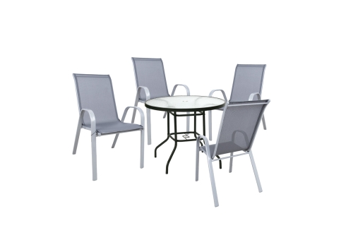 Aiamööblikomplekt DUBLIN laud ja 4 tooli, hall