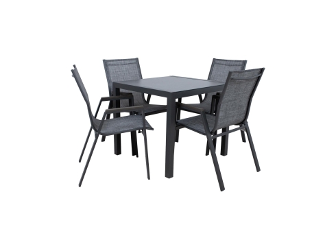 Aiamööblikomplekt DELGADO laud ja 4 tooli, hall