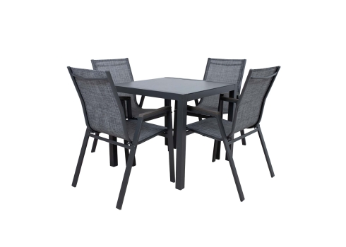 Aiamööblikomplekt DELGADO laud ja 4 tooli, hall