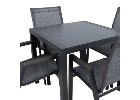 Aiamööblikomplekt DELGADO laud ja 4 tooli, hall
