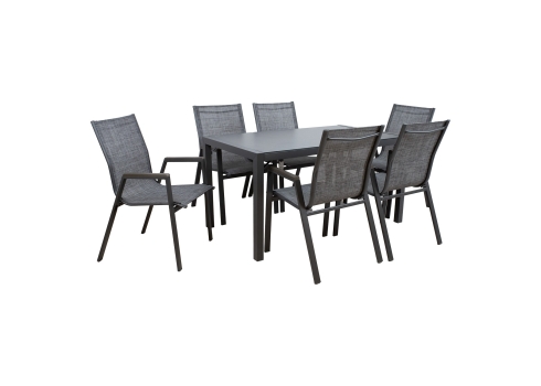 Aiamööblikomplekt DELGADO laud ja 6 tooli, hall