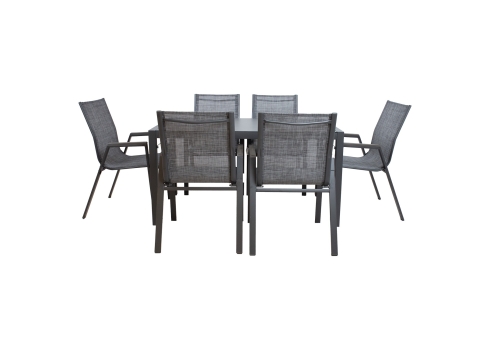 Aiamööblikomplekt DELGADO laud ja 6 tooli, hall