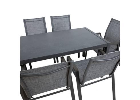 Aiamööblikomplekt DELGADO laud ja 6 tooli, hall