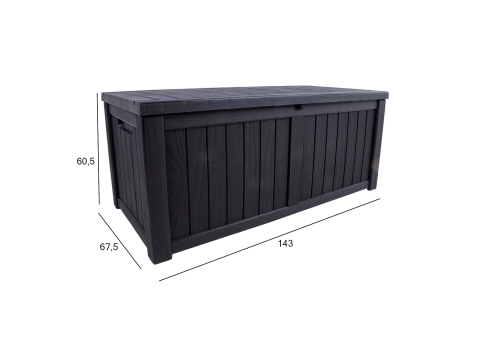 Säilituskast PRAIA 143x67,5x60,5cm-450L, must plastik